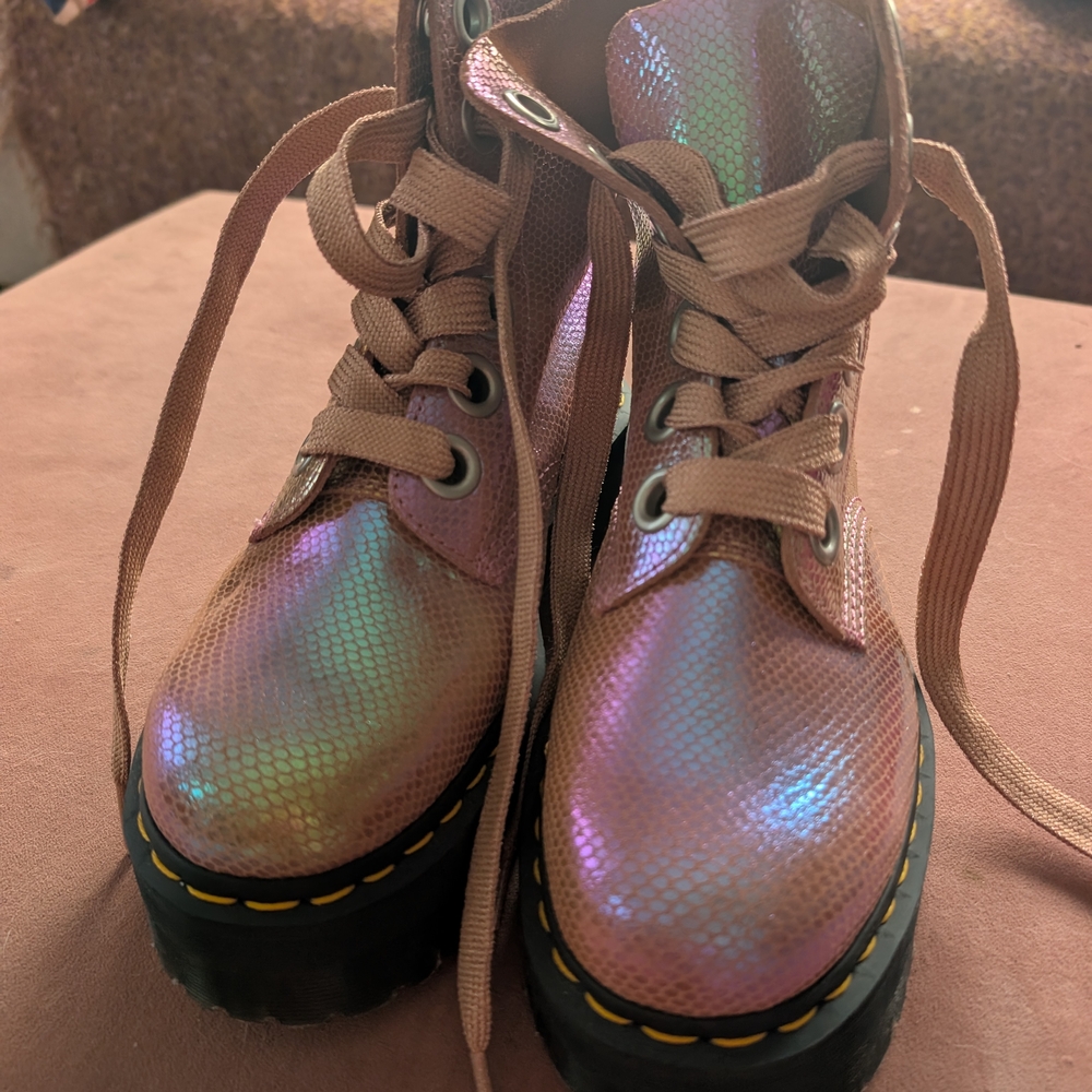 Dr. Martens Iridescent Pink Combat Boots